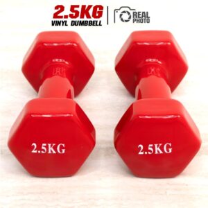 ดัมเบล หุ้มยางไวนิลสีแดง ขนาด 2.5กิโล (1 คู่) (DBVINYL2.5KG-RED) - เครื่องออกกำลังกาย แบรนด์ IRONTEC