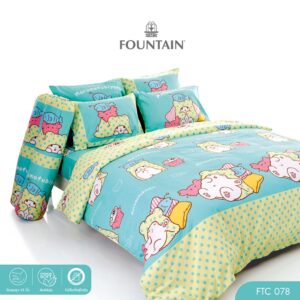 Fountain FTC078 การ์ตูน Moppu ลิขสิทธิ์แท้ Sanrio สัมผัสนุ่มลื่น ชุดเครื่องนอนฟาวน์เทน ผ้าปูที่นอน ผ้านวม