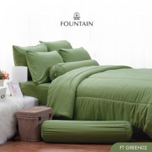 Fountain FT Green02 รุ่น Color สีพื้น โทนเขียวอ่อน สัมผัสนุ่มสบายด้วยชุดเครื่องนอนฟาวน์เทน ผ้าปู ผ้าปูที่นอน ผ้านวม
