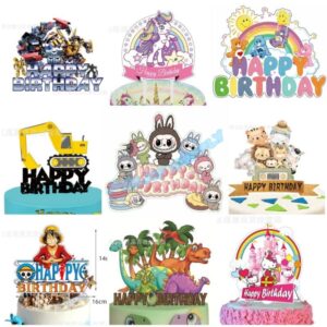 ป้ายปักเค้กวันเกิดลายการ์ตูน ป้ายปักเค้กHBD