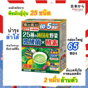 ผงผัก กล่องใหญ่ สกัดจากพืชผักญี่ปุ่น 25 ชนิดพร้อมสารสกัดจาก เอนไซม์ และ แลคติคแบคทีเรีย 1 กล่อง