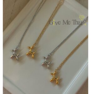 สร้อยคอสแตนเลสแท้ มินิมอล รุ่นน้องหมาเป่าลูกโป่ง Givemethat