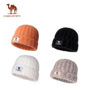 CAMEL SPORTS หมวกถัก ผ้าวูล ป้องกันหู ขนาดใหญ่ สําหรับผู้หญิง
