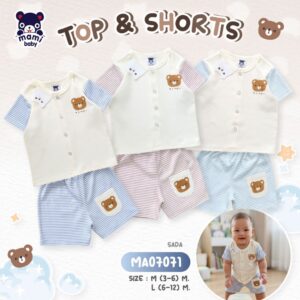 Mami baby ชุดกระดุมหน้าเด็กเล็กแขนสั้น (3-6M, 6-12M, 12-18M, 18-24M)