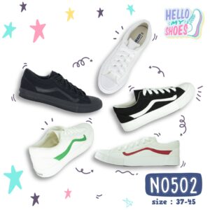 รองเท้าผ้าใบผูกเชือก พื้นยางพารากันลื่น รุ่น NO502 สินค้าตรงปก จัดส่งไว แท้100%