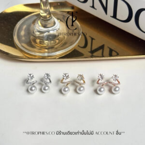 Trophies.co - Starlight pearl earrings (gold/silver/rosegold) ต่างหูดาวไข่มุก ต่างหูดาว ต่างหูมุก