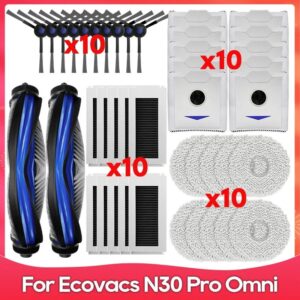 Ecovacs Deebot N30 Omni / N30 Pro Omni เครื่องดูดฝุ่นหุ่นยนต์อุปกรณ์เสริมหลักแปรงด้านข้าง Hepa Filter Mop ถุงเก็บฝุ่นอะไ