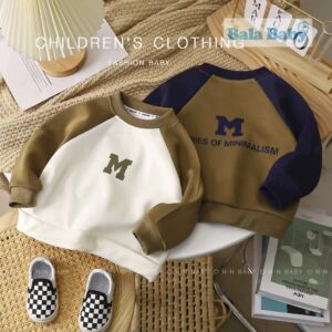 เสื้อกันหนาว เสื้อแขนยาวเด็ก สเวตเตอร์เด็ก คอกลม สกรีน M Size80-120 cm CX23