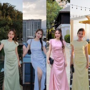 MyWay Brand : Dress Emmelinn ชุดเพื่อนเจ้าสาว เดรสออกงาน ผ้าซาติน ใส่สวยดูแพง ‼️ไม่ต้องเผื่อ Size นะคะ