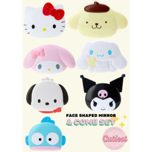 🪞พร้อมส่ง : ตลับหวีพร้อมกระจกพกพา Sanrio Faced Shaped mirror & comb set หิ้วเองของแท้จากญี่ปุ่น 100%