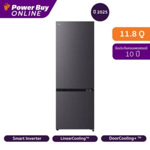 LG ตู้เย็น 2 ประตู 11.8 คิว Inverter (สีดำ) รุ่น GN-B389FQDM.AEPPLMT