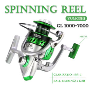 Yumoshi รอกสปินนิ่ง "GL1000-5000" รอกตกปลา Spinning Reel รอบ 5.5: 1 / 12 BB (สีเขียว น้องกบ) ตกดีทุกหมาย *พร้อมส่ง*