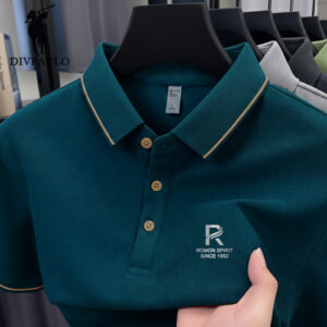 DIVPOLO 2321-Rเสื้อโปโลผู้ชาย สไตล์สปอร์ต แขนสั้น ผ้าฝ้ายแท้ ใส่สบาย เสื้อโปโล Unisex ผู้ชาย ผู้หญิง สีพื้น สไตล์มินิมอล