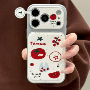 เคสโทรศัพท์ลายลูกพลับสีแดง ใช้ได้กับ iPhone13/11/12/17/14/15Pro/16Max/15Plusผลิตจากหนังแท้คุณภาพสูง มีคุณสมบัติกันกระแทก
