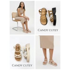 Candy Cutey รองเท้าแตะรัดส้น โดดเด่นด้วยดีไซน์สายรัดหน้าเท้าแบบไขว้ที่ให้ลุคที่ดูทันสมัยและโฉบเฉี่ยว