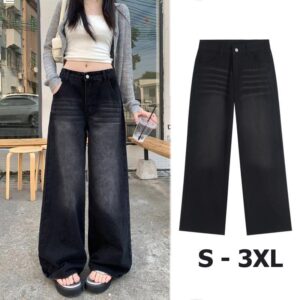 Anata ไซซ์ S-3XL กางเกงยีนส์ สไตล์เกาหลี แนววินเทจ เท้ากว้าง สวยๆเก๋ๆ Clothing Jean Lady ผู้หญิง