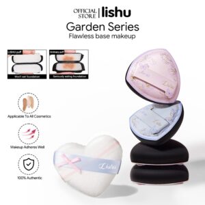 Lishu เซตพัฟแต่งหน้า Garden Series 4 ชิ้น พัฟคุชชั่น พัฟหัวใจ เนื้อนุ่ม ไม่กินรองพื้น เกลี่ยเนียน
