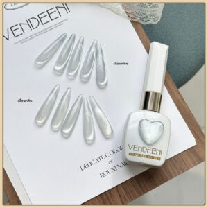 VENDEENI สีลูกแก้วซาติน/แฟลช สีเงินขาว ขวดหัวใจ ลูกแก้วทาทับสีพื้นได้ทุกสี แยกขวด ขนาด 12ml