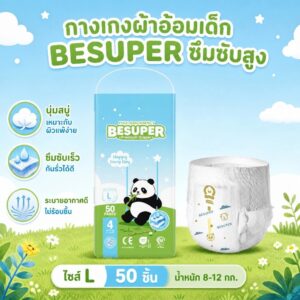 Besuper ผ้าอ้อมเด็ก แห้งสบาย ผิวไม่อับชื้น ซึมซับเร็ว ไม่รั่วซึม สำหรับทุกวัย👶