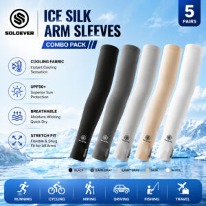 【TH Delivery】SOLOEVER -10° Cooling ปลอกแขนป้องกันรังสียูวี 1 คู่ ผ้าไหมน้ำแข็ง อุปกรณ์ปั่นจักรยาน