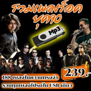 USB แฟลชไดรฟ์ MP3 รวมเพลงร็อคยุค 90 รวม 188 เพลง ฟังเพลินกับเพลงฮิตยุคทอง