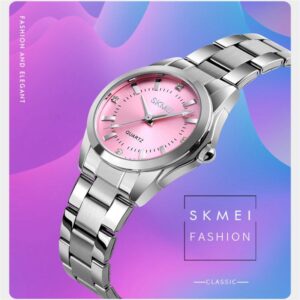 Skmei Women Casual Quartz Watches Original Brand Fashion Rhinestones Dial Steel Strap 3ATM Waterproof 5 Color Ready Stoc
