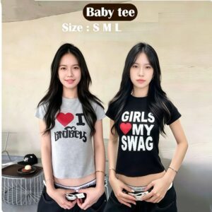 BOOM Baby Tee 3 size S-L สกรีนลาย ทรงสวย เก็บทรงดูผอม ผ้าคอตตอลยูนิ เนื้อนุ่ม ใส่สบาย ยืดได้เยอะ