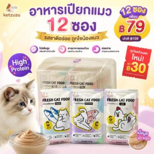 【Ketzuzu】อาหารเปียกแมว 70g [12ซอง] เสริมวิตามินและแร่ธาตุครบถ้วน อาหารเปียกแมว ขนมแมว ขนมแมวเลีย รสไก่ ทูน่า แซลมอน💯🆕
