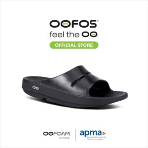 OOFOS Ooahh Luxe Black (ดำเงา) รองเท้าเพื่อการฟื้นฟู