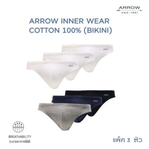 ARROW COTTON 100% BIKINI (Pack 3) กางเกงในชาย Pack 3 ตัว มี 2 Set สี ให้เลือก MXWB93C